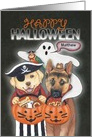 Happy Halloween Lab and Shepherd Dogs Custom Name card