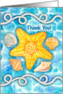 Nautical Rope, Sea Shells and Starfish Thank You card