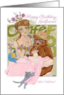 Fashionista Girlfriend Birthday With Animals in Crazy Caf card