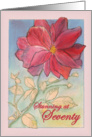 Red Full Bloom Rose Stunning at Seventy Birthday card