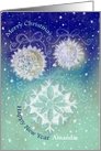 Custom Name, Christmas & New Year Wishes, Snowflakes Illustration card