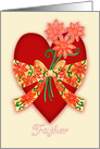 Father, Red Valentine Heart with Bow and Whimsical Flowers card