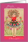 Mother’s Day for Mom Whimsical Girl with Heart in Heart Garden card