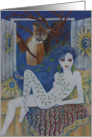 Fine Art Mountain Lion and Blue Haired Female as The Wind card