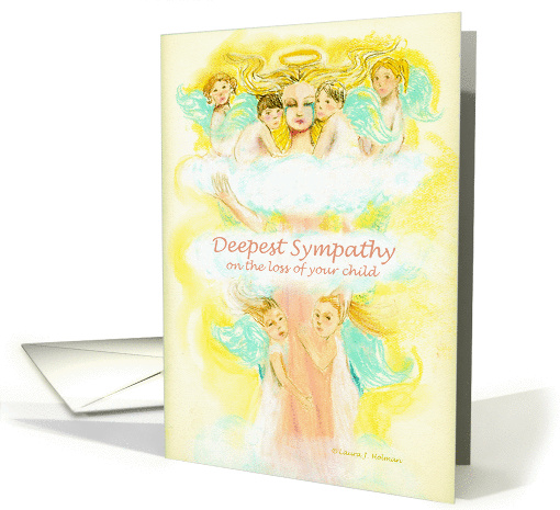 Loss of Child Sympathy Angel with Young Children on Clouds card