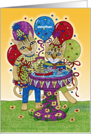 Happy Birthday Cats with Balloons Custom Name card