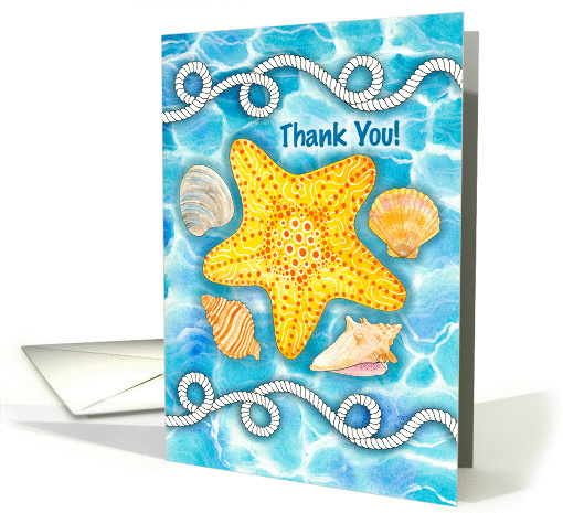 Nautical Rope, Sea Shells and Starfish Thank You card (1464022)