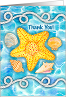 Nautical Rope, Sea Shells and Starfish Thank You card