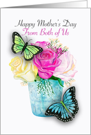 Mother’s Day from Both of Us with Butterflies and Roses on White card