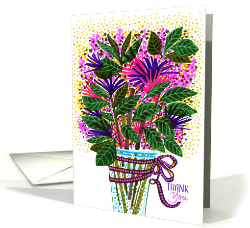 Whimsical Purple and Pink Flowers Thank You card (1678860)