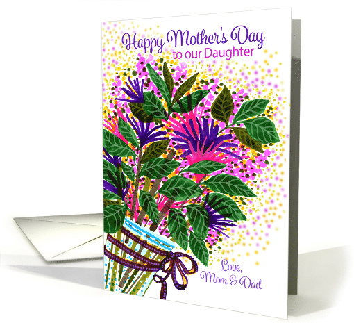 Mothers Day OUR Daughter Whimsical Bright Purple and Pink Flowers card