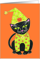 Halloween Black Cat in Costume card