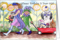 Children Dress Up 5 Year Old Birthday card