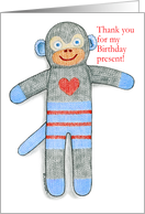 Sock Monkey Thank You for Present card