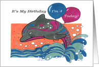 Dolphin Kid’s 4th Birthday Party Invitation card
