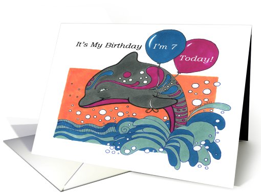 Dolphin Kid's 7th Birthday Party Invitation card (772500)