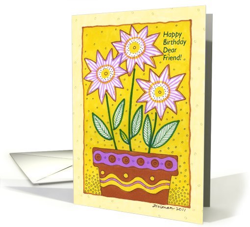 Flowers in Pot Happy Birthday Dear Friend card (773500)