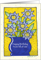 Flowers in Blue Vase Birthday Wishes From All card