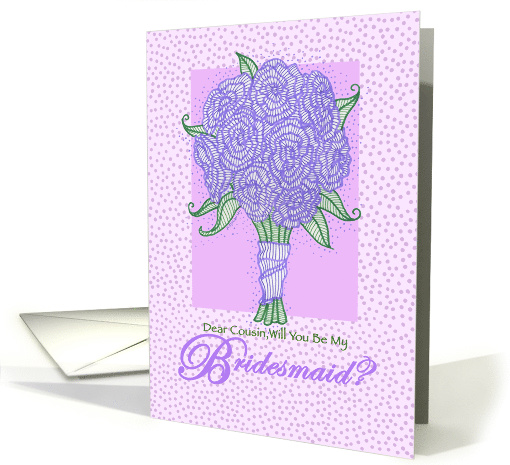 Will You Be My Bridesmaid Cousin Purple Flower Bouquet card (776544)
