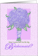 Will You Be My Bridesmaid Cousin Purple Flower Bouquet card