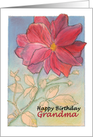 Red Bloom Happy Birthday Grandma card