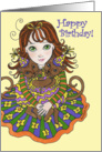 Girl with Party Cats Happy Birthday card