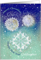 Goddaughter, Christmas & New Year Wishes, Snowflakes Illustration card