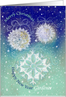 Gardener, Christmas & New Year Wishes, Snowflakes Illustration card