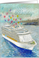 Cruise Ship with Birthday Balloons card