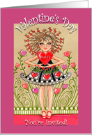 Valentine’s Day Party Invitation Girl with Heart in Heart Garden card