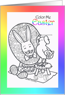 Color Me Easter Coloring Card Baby Chick Paints Easter Egg card