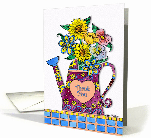 Thank You For Your Thoughtful Gift Watering Can with Flowers card