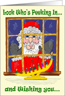 Peeking Santa Chrismukkah Card
