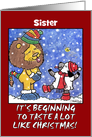 Customizable Christmas for Sister - Catch Snowflakes card
