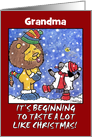 Customizable Christmas for Grandma - Catch Snowflakes card