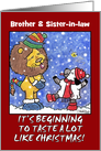 Customizable Christmas for Brother & Sister-in-law- Catch Snowflakes card