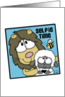 Happy Birthday, Lion and Lamb Selfie Photo card