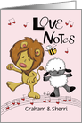 Customizable Name, Graham, Sherr,Valentine Love Notes, Lion & Lamb card