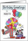 Customizable Name,Misti, Birthday Greetings,Lion & Lamb Clowing Around card