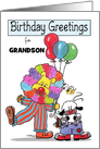 Customizable Birthday for Grandson, Lion & Lamb Clowning Around card