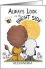 Customizable Name, Encouragement Lion & Lamb, Look on the Bright Side card