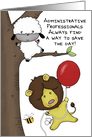 Happy Administrative Professionals Day, Save the Day, Lion and Lamb card