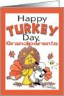 Happy Turkey Day Thanksgiving Greetings for Grandparents- Lion and Lamb Dressed as Turkeys card