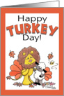 Happy Turkey Day Thanksgiving Greetings- Lion and Lamb Dressed as Turkeys card