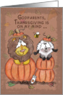 Thanksgiving for Godparents-Lion and Lamb in Pumpkins card