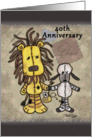 Happy 40th Anniversary-Lion and Lamb- Primitive Stuffed Animals card