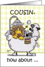 Happy Birthday for Cousin-Lion and Lamb -Bubbly card