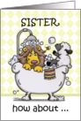 Happy Birthday for Sister, Lion and Lamb, Bubbly card