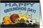 Happy Groundhog Day,Lion and Lamb Groundhog Surprise card
