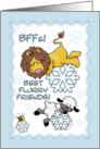 Christmas Greetings, Lion and Lamb, BFF Snowflakes card